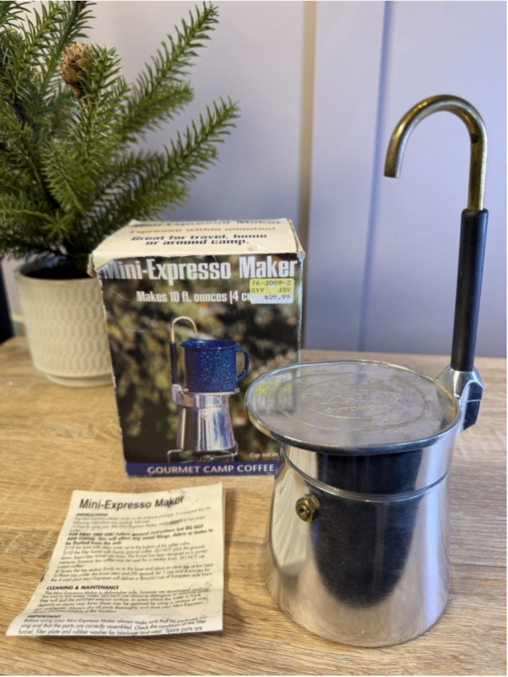 Vtg GSI Outdoors Mini Expresso Maker Gourmet Camp Coffee/Moka Pot -Made in Italy